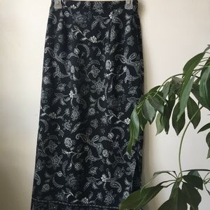 Vintage Black Paisley Skirt